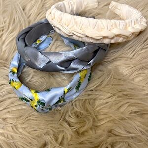 Braided Headband Set in Cream, Gray, and Blue